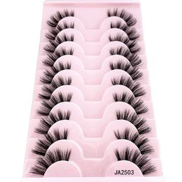 Bande demi-cils Extension 3D Faux vison Faux cils vaporeux Curl naturel longs transparents Terrier cils