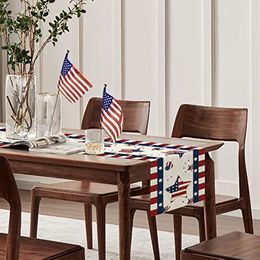 Stripe en Star Independence Day Linnen Tafellopers feestdecoraties 4 juli eettafel hardlopers keukentafel decor