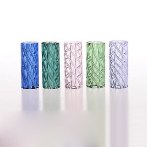 STRIPE kleur mini -glas sigaret filter tips rond mond voor droog kruid tabaksrollend druppel met 7 holes dikke pyrex glazen diameter 12 mm hoogte 30 mm