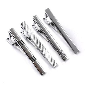 Stripe Diamond Business Suit Tie Clip Bar Silver Tone Metal Fashion Necktie Neck Clips for Men Fashion Jewelry