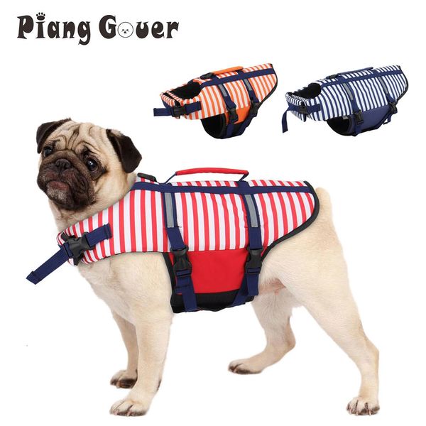 Gilet de sauvetage pour chien à rayures, maillot de bain, gilet de sauvetage d'été réfléchissant pour chiot, manteau flottant, vêtements de natation, gilet pour animaux de compagnie 240305