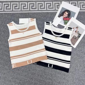 Stripe print breisbrei vrouwen ademende tanktops lente zomer breisels tee ontwerper jacquard letter Tees