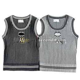Streepprint Tanks Top Dames Letters Jacquard Vest Zomer Luxe Vesten Gym Mouwloos Yoga Tee