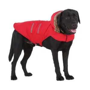 Streep reflecterend met voor jas kostuum hond winter sneeuwpak hondenkleding winteroutfits kleding hondenkleding huisdier feestkleding, rood