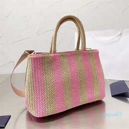 Stripe Straw Bags Femme Crochet sac fourre-tout sac à main Summer Shopping Purse Totes épaule sacs à main