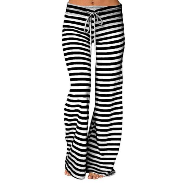 Pantalon de yoga à jambe large à rayures plus taille pantalon lâche femme pantalon long pour yoga danse s m l xl xxl 3xl coton doux Home 2877