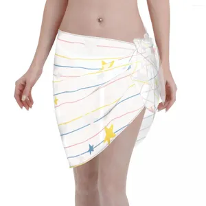 Stripe Women Beach Bikini Cover Up Wrap Mailwwear Swimwear Pareo Sarong Beachwear Voir à travers Ups Jirt Swimsuit