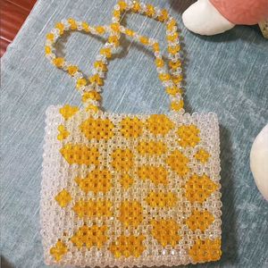 sac de perles rayé motif girafe jaune double ceinture portable chaîne d'angle en plastique cerf sika 230304