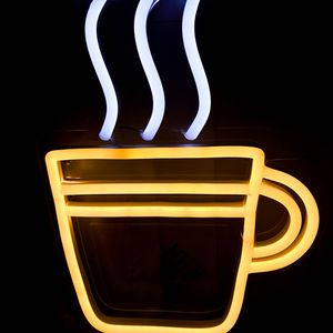 Gestreepte koffiemok teken drinkt winkel thuis wanddecoratie handgemaakte neon licht 12 v super helder