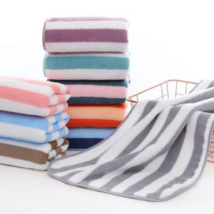 Gestreepte koraal fleece handdoek voor volwassenen huishoudelijke badkamer handdoeken mannen vrouwen wassen gezicht handdoek sneldrogend zachte hoge absorptie 35 * 75cm