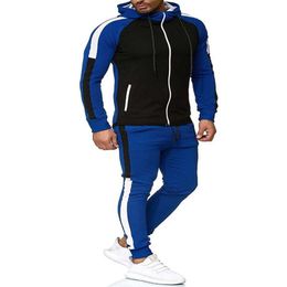 Ensemble de survêtement rayé à la mode pour hommes, survêtement de Sport pour hommes, chemises de siège, pantalon de survêtement, 2 pièces, survêtement, 2021, 2536