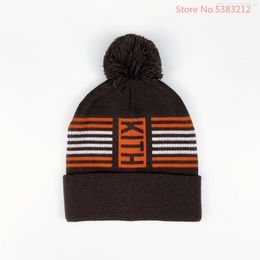 Gestreepte kith beanie winter hoeden voor vrouwen mannen knapperige ijs cap hiphop dames winter skullies outdoor 155mv {categorie}