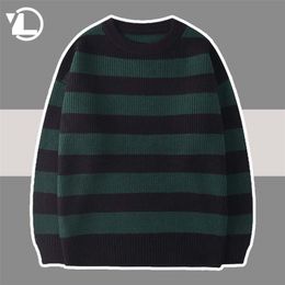 Pull tricoté rayé hommes femmes Vintage Tate Langdon pulls en vrac Harajuku vert chaud automne pull pull unisexe décontracté 220819