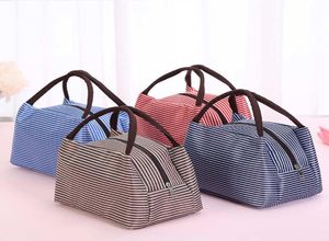 Gestreepte lunchzak voor vrouwen geïsoleerde koude picknickbakken Carry Case Thermal Bags Food Bag Lunch Box Bag3279908