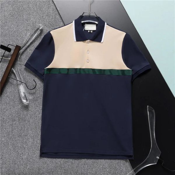 Polos pour hommes rayés et coutures à manches courtes de luxe légères blanches 100% coton broderie classique business casual revers m- 3xl