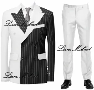 Costume rayé pour hommes 2 pièces Blazer à double boutonnage Couleur Bloc Design Mariage Marié Tuxedo Élégant Fi Hommes Dr i6ip #