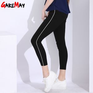 Pantalon rayé Capris pour femmes Stretch Crayon Casual Stripe Joggers Pantalon taille haute Pantaloni Donna 210428