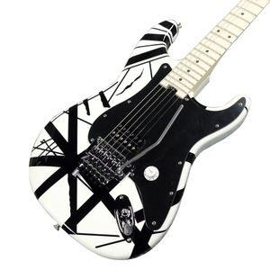 Série rayée blanche avec guitares électriques à rayures noires