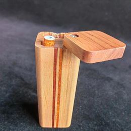 Accesorios de piragua de madera cuadrada a rayas con aleación de zinc Gancho de limpieza de metal One Hitter Pipas para fumar tabaco portátil