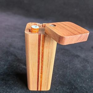 Accessoires de pirogue en bois carré rayé avec alliage de Zinc One Hitter crochet de nettoyage en métal tuyaux de fumée de tabac Portable