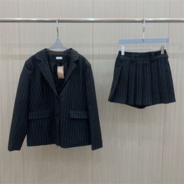Rayé femmes BlazerVeste jupe ensemble de luxe concepteur femme costume formel à manches longues Blazers Sexy Mini jupes tenues