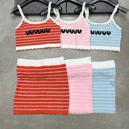 Camisetas de tanques de chaleco de mujeres a rayas Falda de diseño de lujo Tanks de color de contraste
