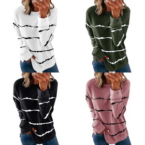 Gestreepte dames hoodies multicolor casual sweatshirt met lange mouwen vrouwelijk losse herfst gedrukte zachte hoodie pullover tops oversized