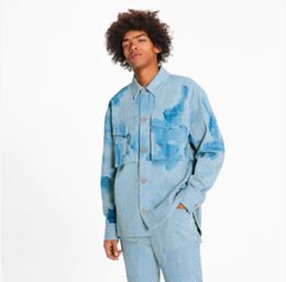 Vêtements de travail à rayures Chemise en jean Hommes Chemises de marque Vêtements pour hommes Chemise à manches longues à imprimé fleuri Chemises en coton de haute qualité Hip Hop