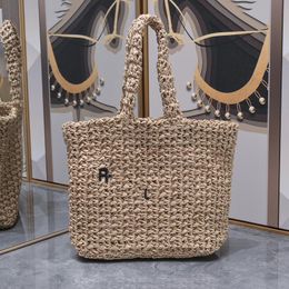 Sac de créateur de paille à rayures fourre-tout de luxe femmes sac à main sacs de plage grande capacité fourre-tout ouvert lettre classique broderie boutique d'été pochette à bandoulière