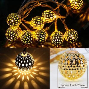 Strips 1,5 m LED STRING LICHT MOROCCAN METAL BALL 10 LEDS Batterij Power Christmas Garland Lamp voor slaapkamertuin Decored Sleded