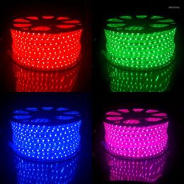 Strips 100 meter LED RGB Strip AC 220 V 240 Buiten Waterdicht IP67 Licht Ruban M SMD Flexibele lintbuis Lampara CE Rosh