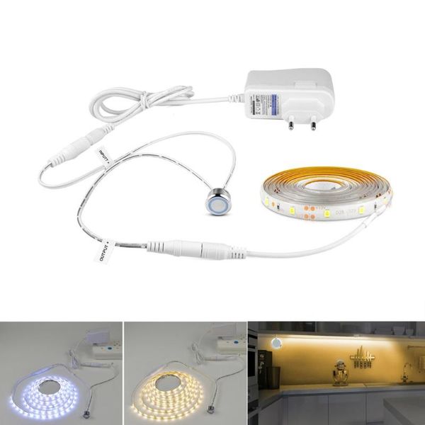 Bandes 110V capteur tactile interrupteur LED bande lumineuse 12V Flexible ruban adhésif lampe pour chevet placard PC écran rétro-éclairage DecorLED