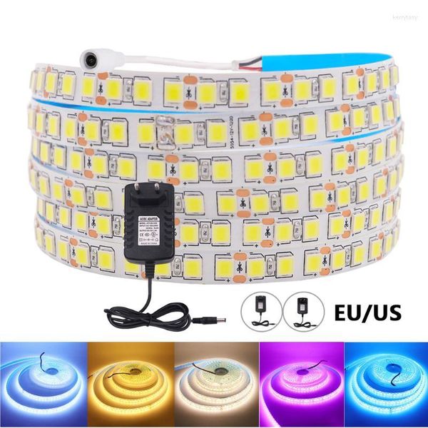 Tiras de luces LED de 12V 0,5 M-5M SMD5054 cinta Flexible luz impermeable 120Leds/m Kit UE EE. UU. cinta cadena de diodos para el hogar del dormitorio