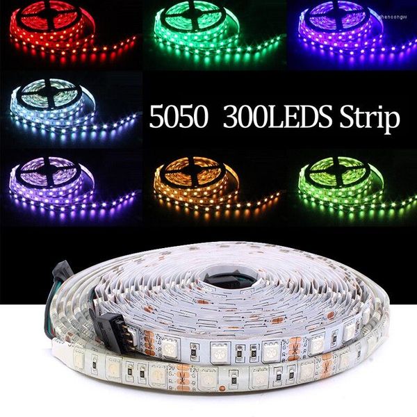 Tiras de neón LED RGB de 12V, lámpara Flexible de 5M para habitación, luz de vacaciones con mando a distancia, conexión hembra de un solo Color