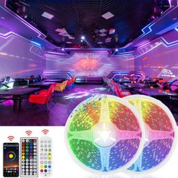 Strips 12V Tuya Smart Led Strip Light SMD RGB -tape Dimable Flexibele diode WiFi Remote Bluetooth -besturingselement voor tv -schermachterlicht