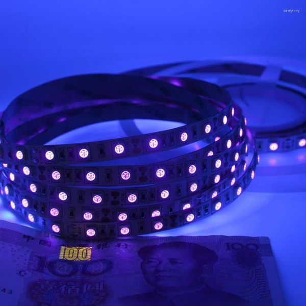 Bandes 12V UV Ultraviolet 395-405nm LED bande lumière noire SMD 60led/m ruban étanche lampe pour DJ Fluorescence fête 1-5m