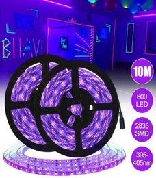 Bandes 2 en 1 DC12V 10M UV Ultraviolet 395405nm Bande LED Lumière noire 2835 SMD 60LEDM Lampe à bande étanche pour DJ Fluorescence P7348427