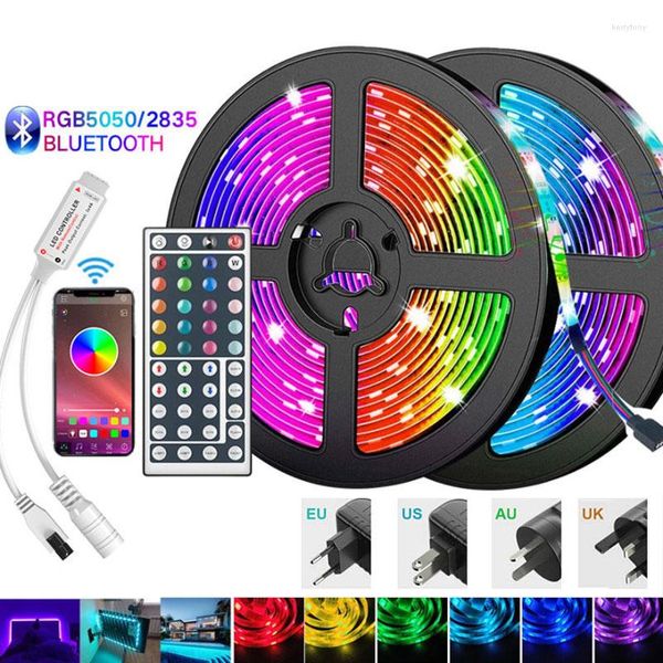 Bandes 20M Bluetooth RGB LED Bande Lumières Lumière SMD Flexible 5M-20M Bande Diode DC Contrôle Adaptateur TV Écran De Bureau Rétro-Éclairage