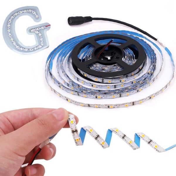 Bandes 2835 LED bande S forme bande flexible lumière avec connecteur DC lampe pliable 5 m 60 LED/m DC12V décor bricolage signe LetterLED