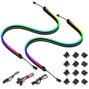 Strips 2 stks 50 cm LED neon lichtkits voor pc MSI aura sync aorus asus op computer moederbord WS2812B 60 LEDS strip DC5V DC12VLED