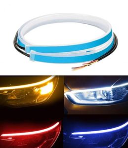 Bandes 2 pièces bande LED de voiture DRL feux de jour étanche universel 12V phare automatique clignotant séquentiel jaune flux Day9478676