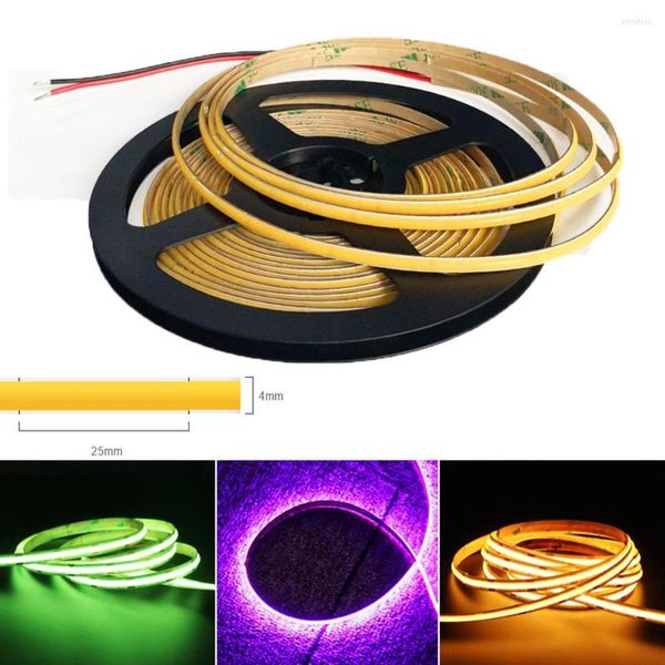 Bandes 4mm étroite COB LED bandes lumineuses pour la décoration de la salle murale de voiture 12V 24V 480LED blanc chaud rose barre lumineuse ruban flexible ruban de diode