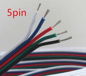 Strips 5m/100m RGB LED -connectelkabel 22AWG 2 3 4 5PIN Elektrische draad voor 3528 WS2812B RGBW Strip Lights Driver Lled Sloed