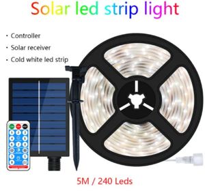 Bandes 5 m / 10m solaire léger extérieur LED Strip de jardin décoration décoration lumières solaires strip strip street guirland étanproof de Noël solaire Lam