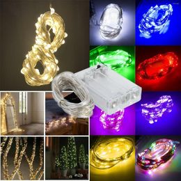 Tiras de 5M, 50 LED, 9 colores, lámpara de hadas, cadena de luces, funciona con pilas, impermeable, Navidad, boda, año, vacaciones, decoración interior para el hogar