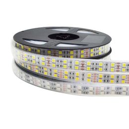 Bandes 5m Double rangée RGB LED bande étanche 120LED m blanc PCB RGBW RGBWW lumière chaude DC 12V 24V IP30 IP67277F