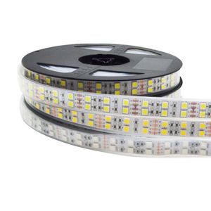 Strips 5m Dubbele rij RGB LED Strip Waterdicht 120LEDSM Wit PCB Warm licht DC