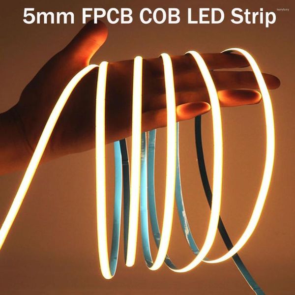 Tiras de 5mm Super Thin COB LED Strip Light 384LEDs Cinta de cinta suave y flexible DC12V 24V Bar para decoración Iluminación 3000K 4000K 6000K