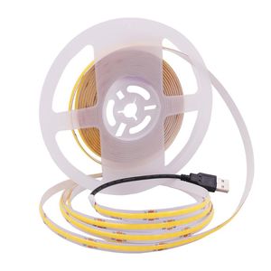 Bandes 5V COB LED bande 320 LED USB alimenté maison bricolage RA90 3000K 4000K 6000K rouge rose bleu haute densité Flexible LightsLED