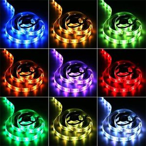 Bandes 5v Led Strip Lights 5m Neon Rgb Tape Flexible Lampe Télécommande Salle Décoration Tv Rétroéclairage Fantaisie Éclairage Son Party LightsLED